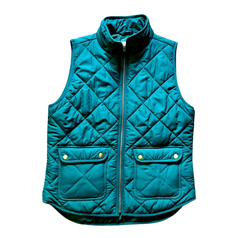 J. Crew Women's Hunter Green Puffer Vest Quilted Small Forest Gorpcore Preppy